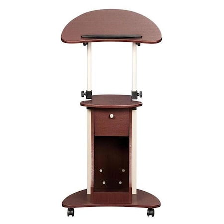 Techni Mobili Sit-to-Stand Rolling Adjustable Laptop Cart with Storage, Chocolate - 31.5-45.5 x 21.75 x 17 in. RTA-B005-CH36